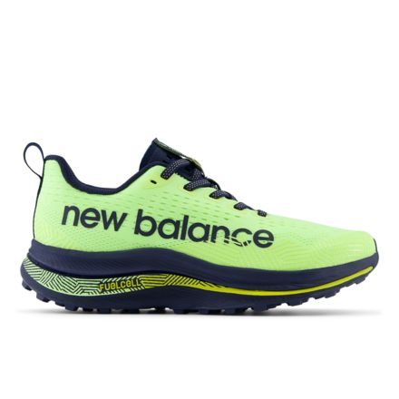 뉴발란스 New Balance FuelCell SuperComp Trail,Bleached Lime Glo with NB Navy and Tea Tree