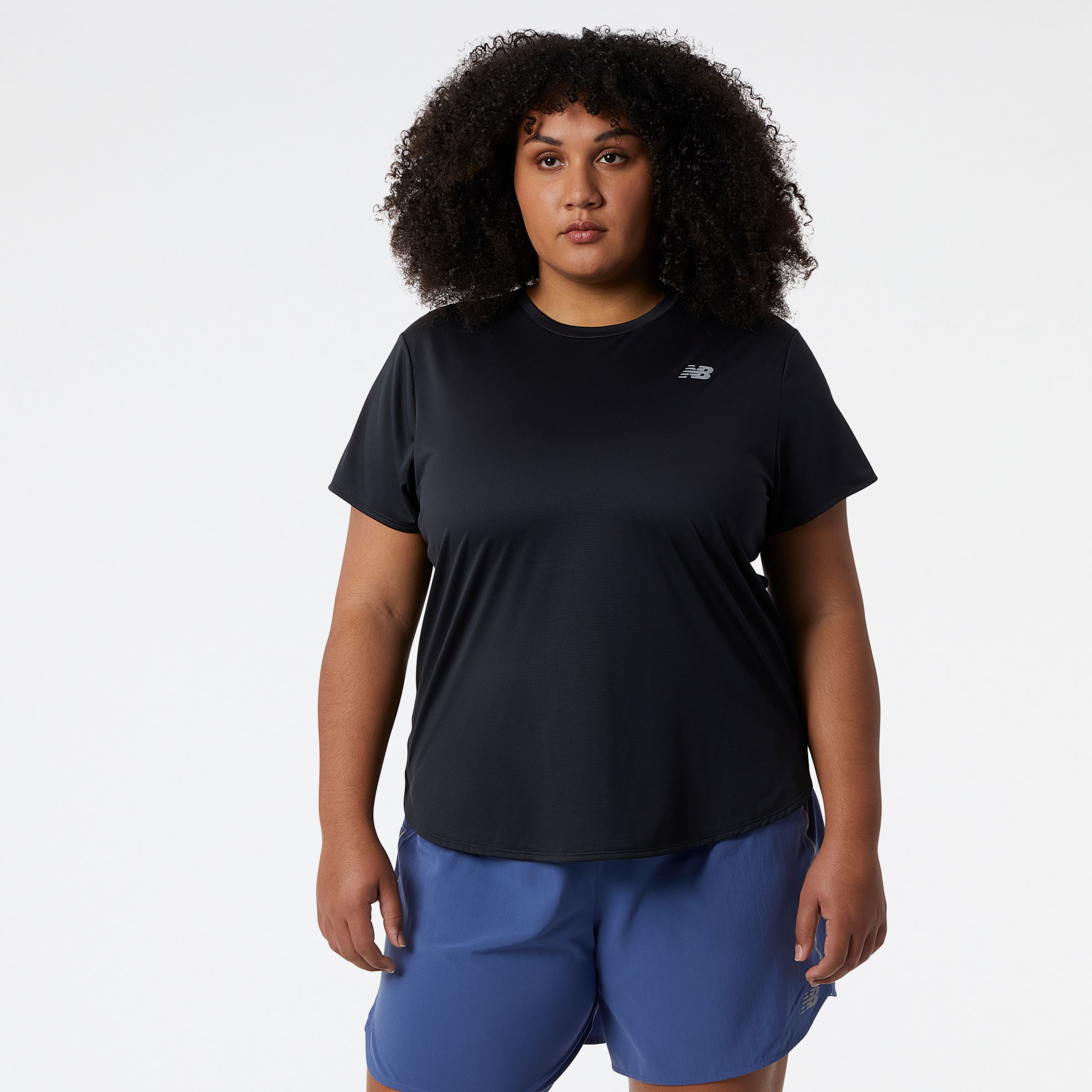 New Balance Mulher Accelerate Short Sleeve in Preto, Poly Knit, Tamanho 3X