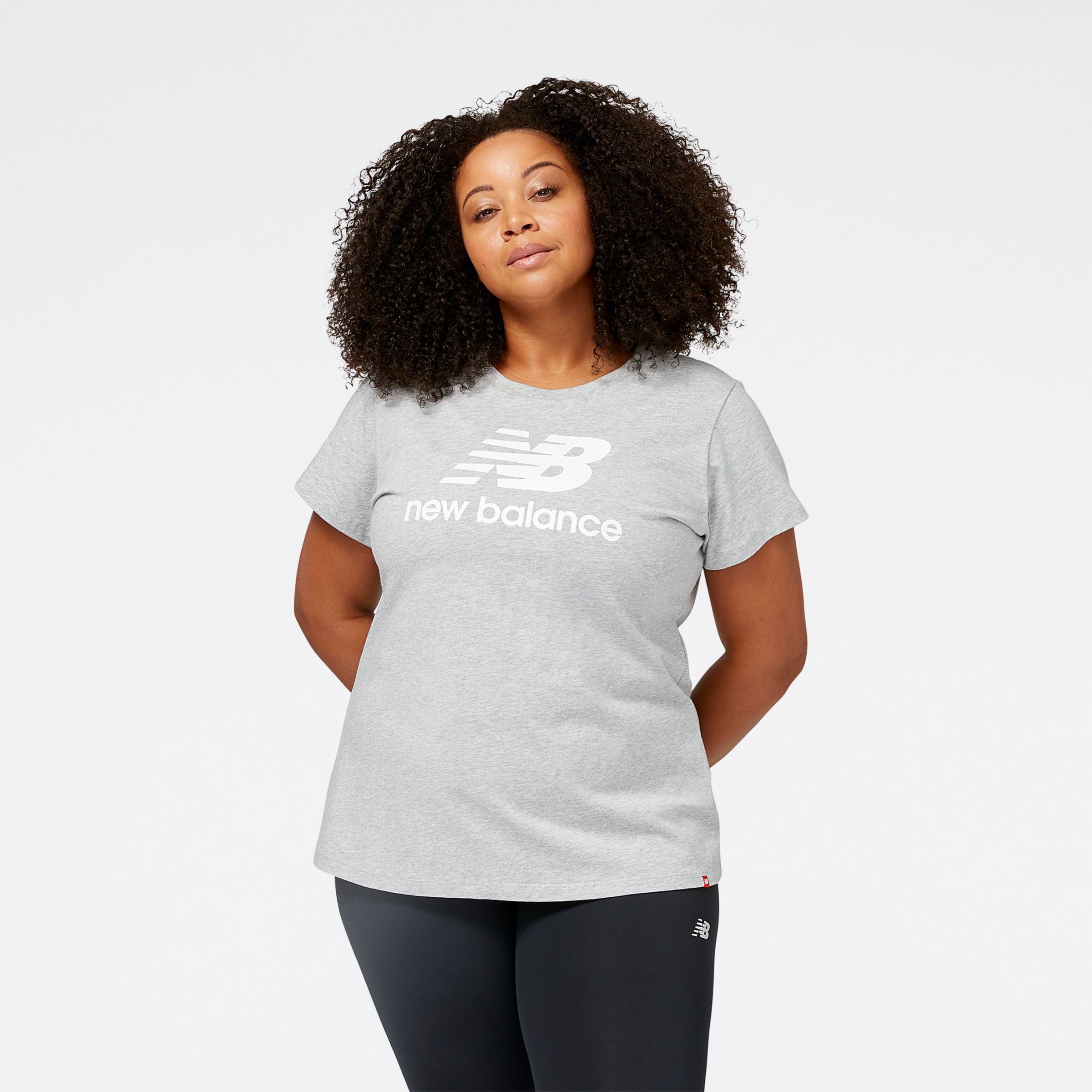 

New Balance Women's NB Essentials Stacked Logo Tee Grey - Grey