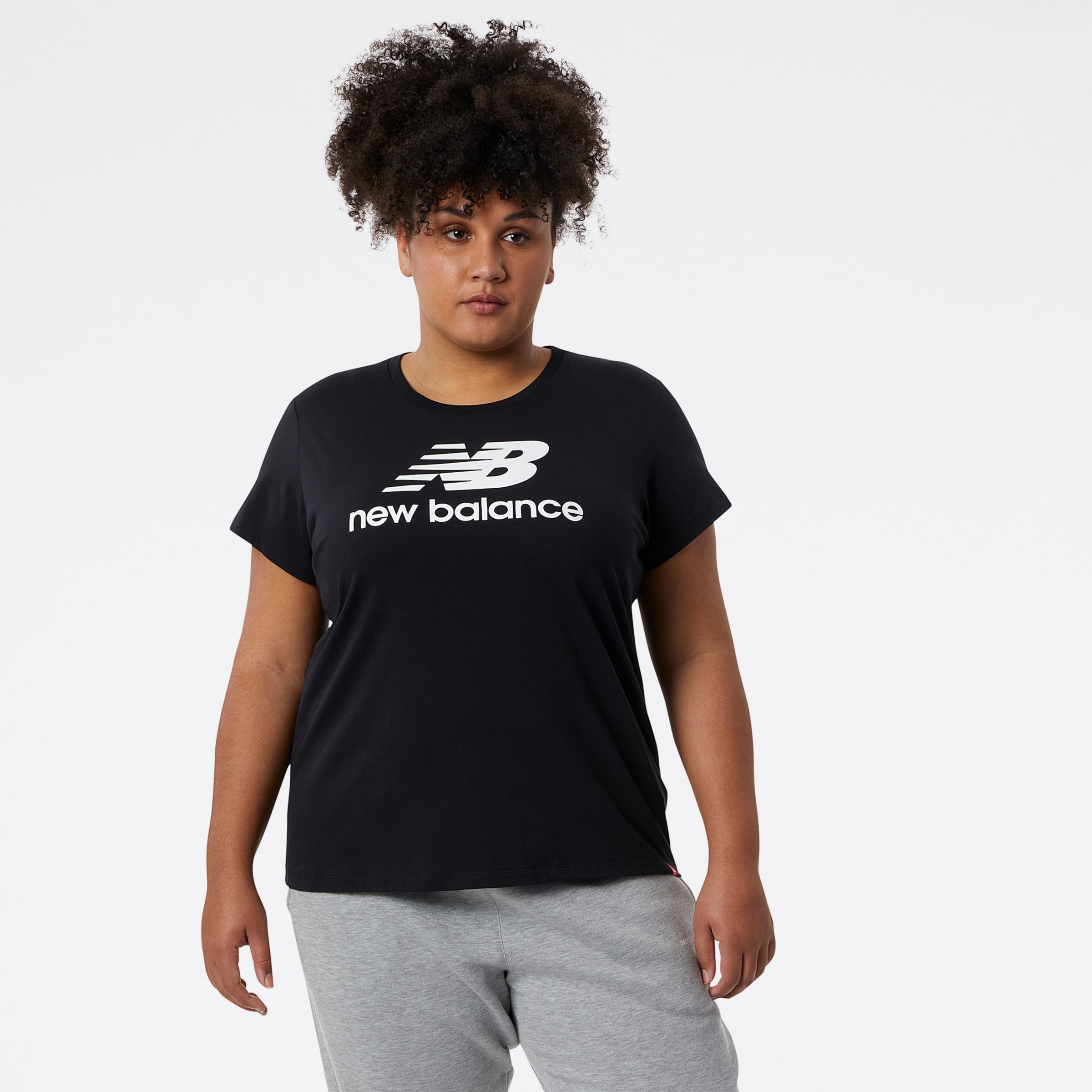 

New Balance Women's NB Essentials Stacked Logo Tee Black - Black