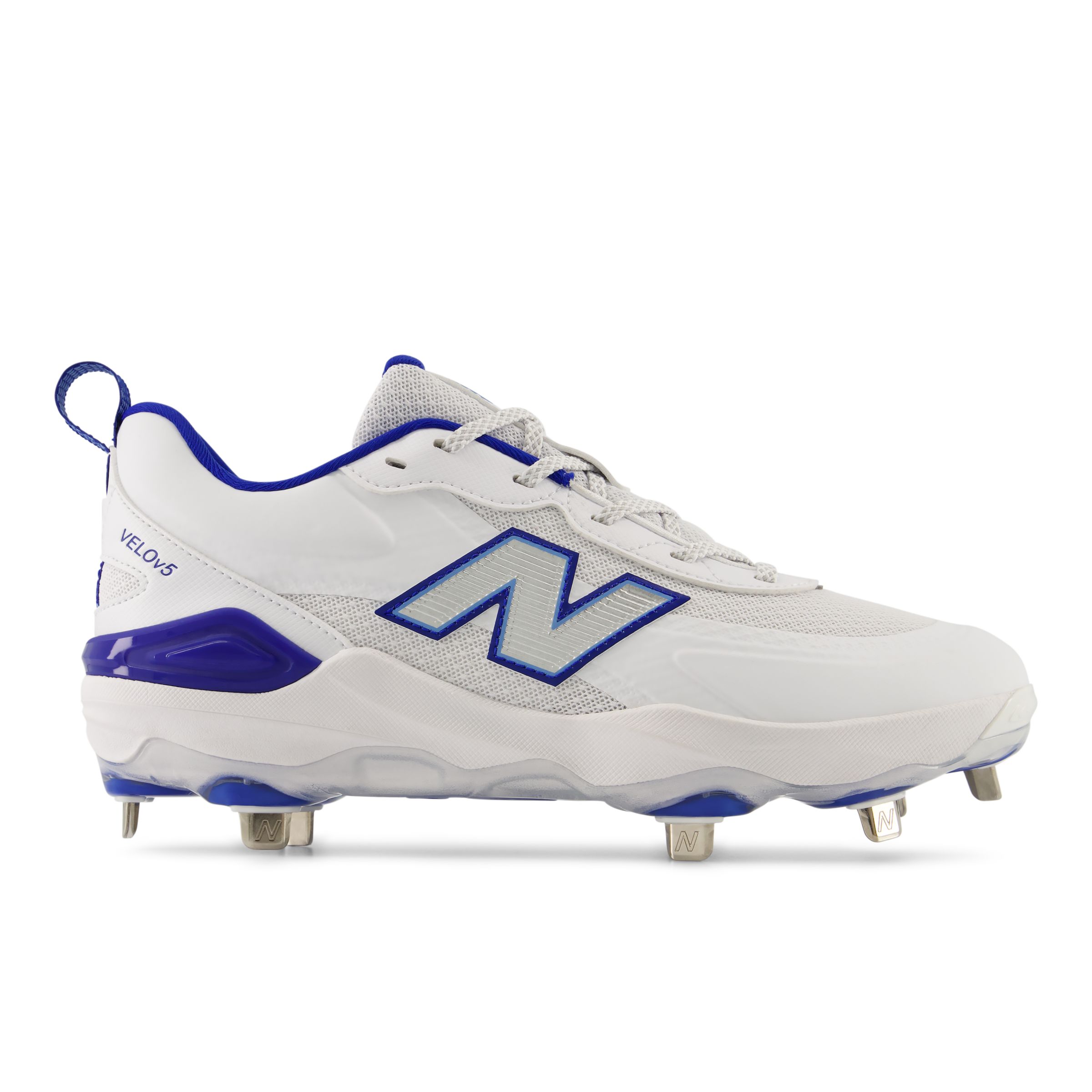 New Balance Women's Velo v5 Metal Softball Shoes - White/Blue (Size 13)
