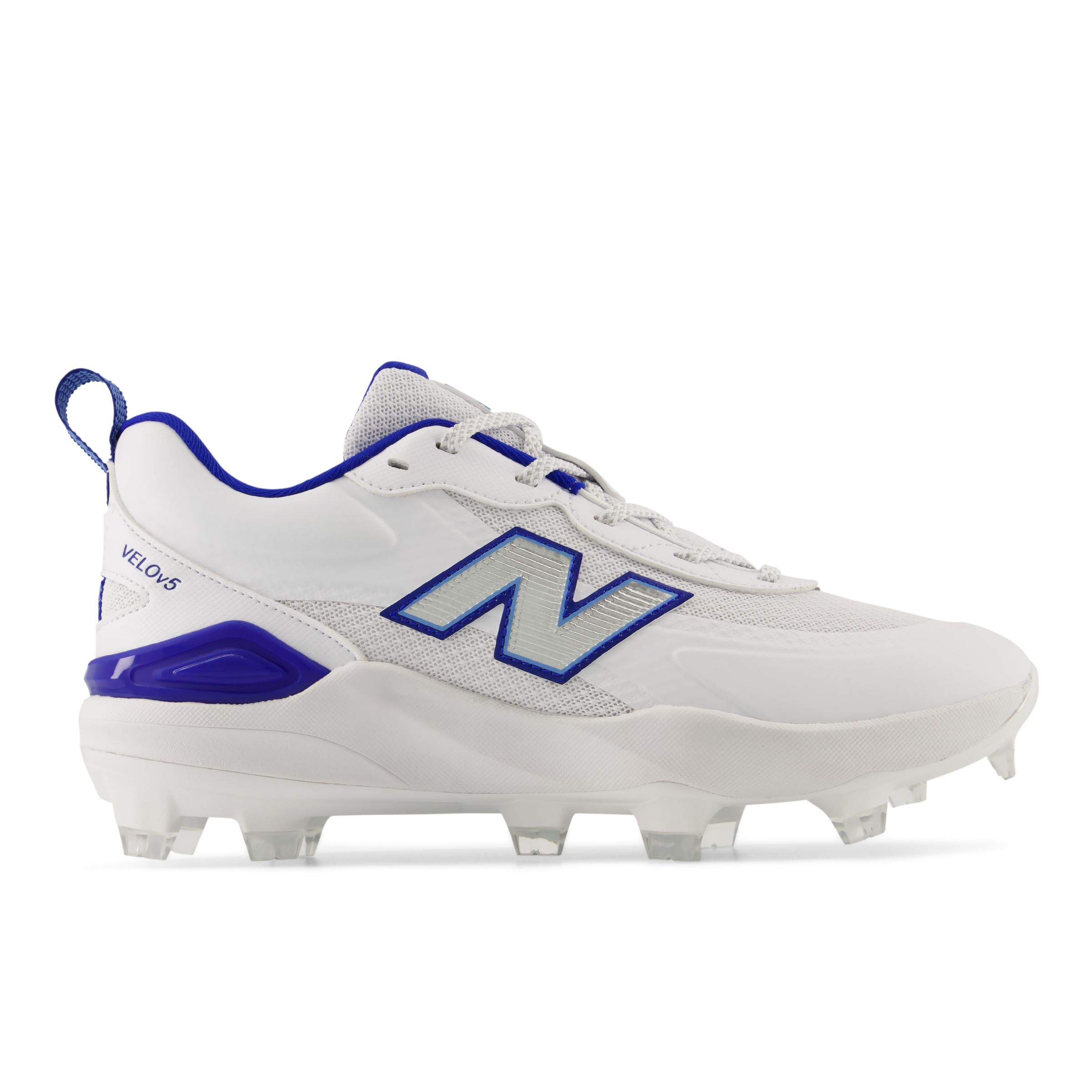 New Balance Women's Velo v5 Molded Softball Shoes - White/Blue (Size 9)