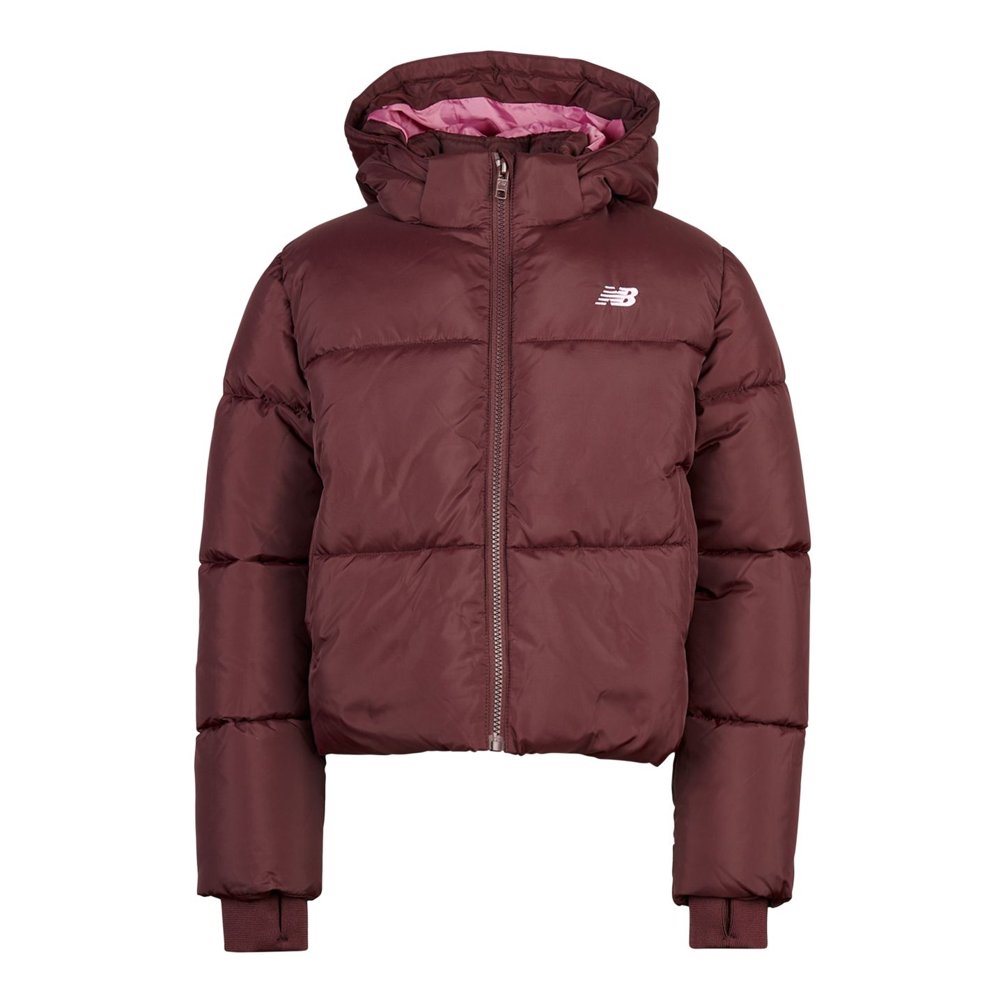Детская куртка New Balance Wide Baffle Puffer, цвет: Вишнёвый кожаный — фото 1