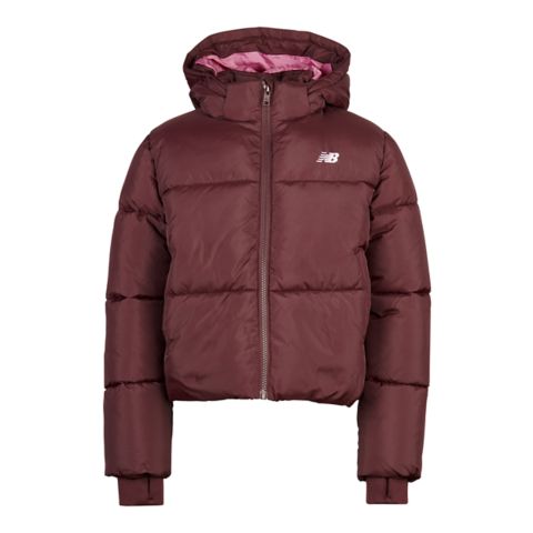 Детская куртка New Balance Wide Baffle Puffer, цвет: Вишнёвый кожаный