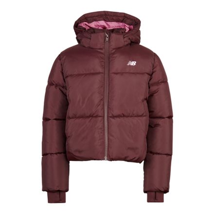 Wide Baffle Puffer Coat, CHERRY LEATHER, YJ62H2WFYLR