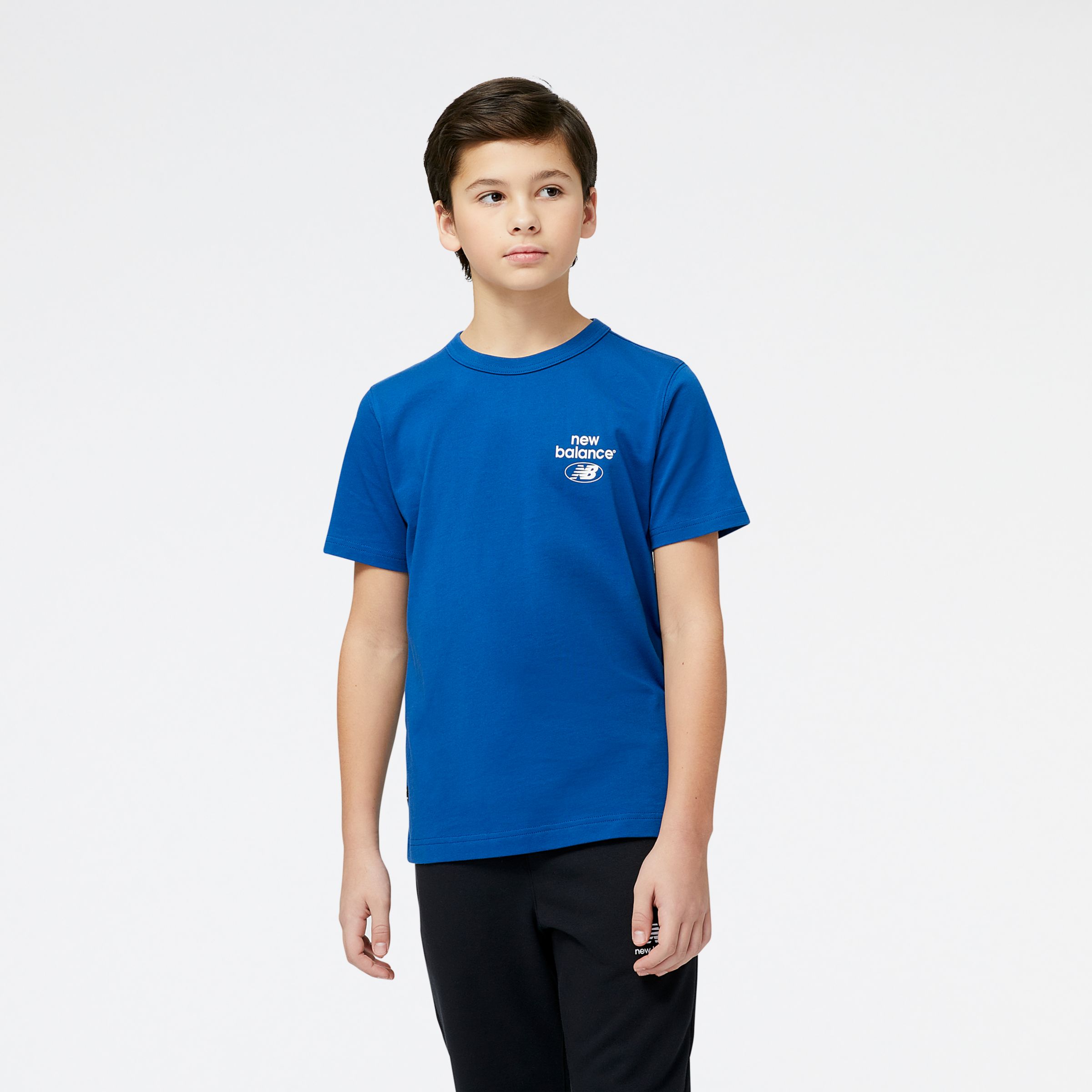 New Balance Crian?a Essentials Reimagined Cotton Jersey Short Sleeve T-shirt in Azul, Tamanho XS