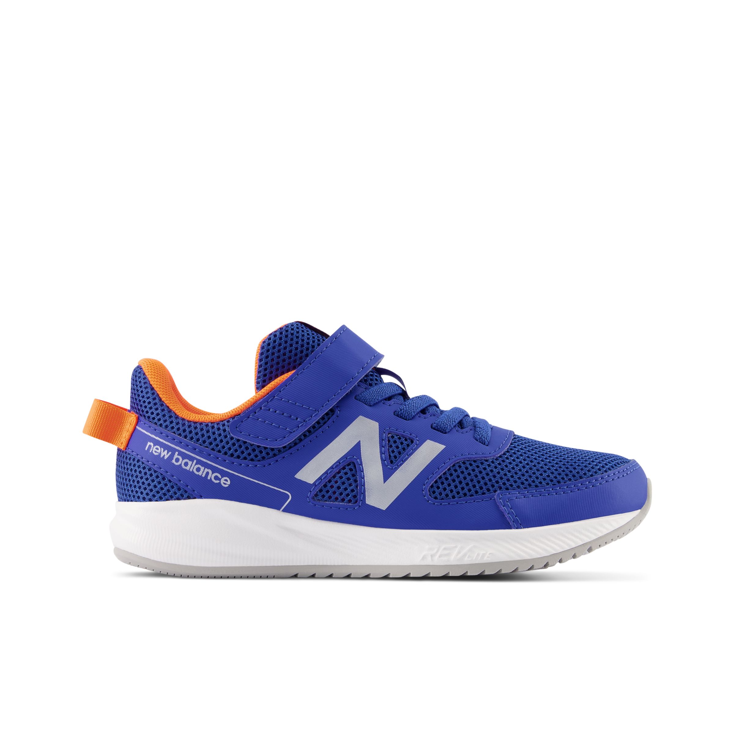 New Balance Enfant 570v3 Bungee Lace with Top Strap en Blue/Orange, Mesh, Taille 37