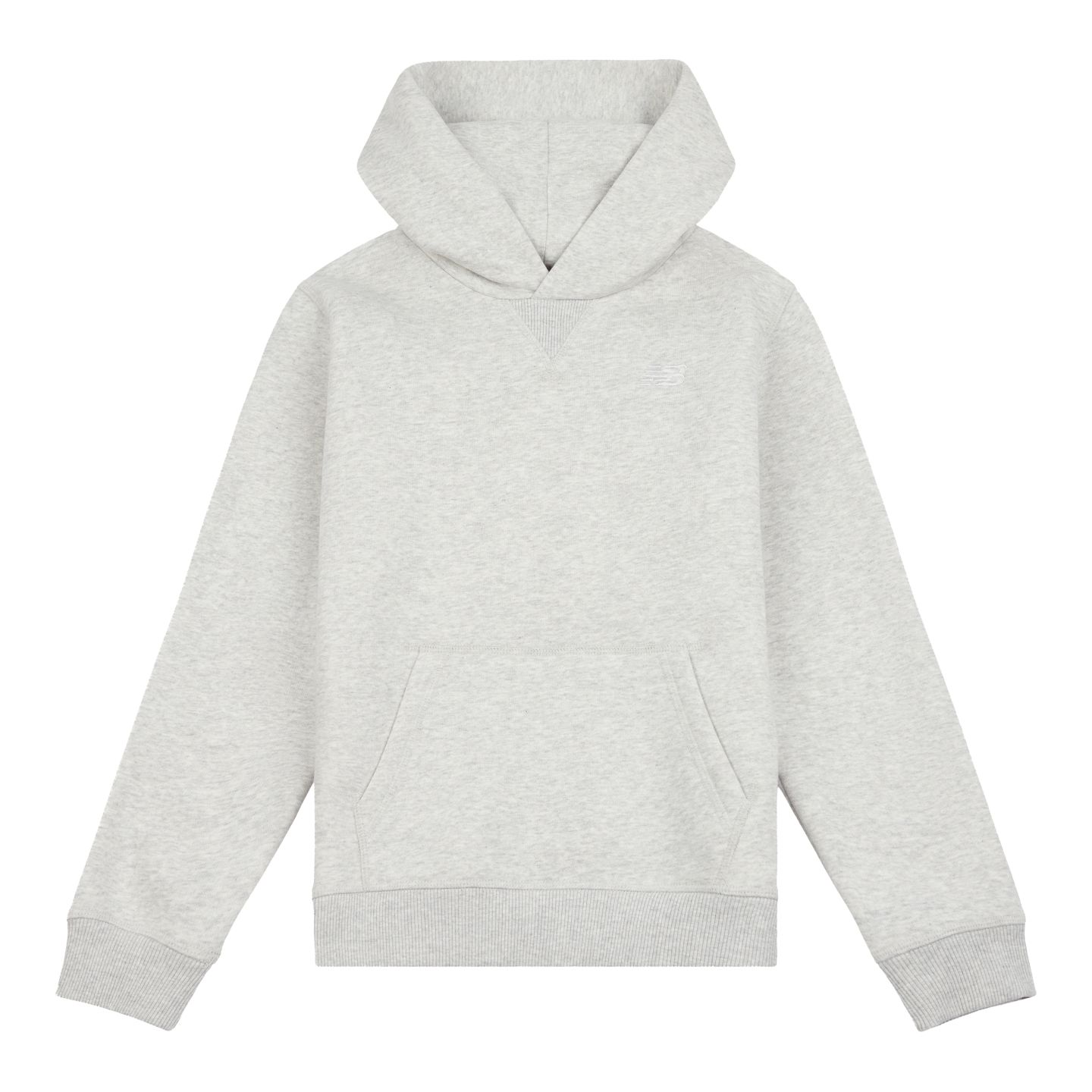 Детское худи New Balance Brush Back Small Logo, цвет: Серый меланж / Серый — фото 1
