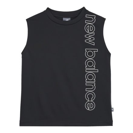 ポリエステル ビッグロゴノースリーブシャツ, BLACK with Black, YT6167U7BK