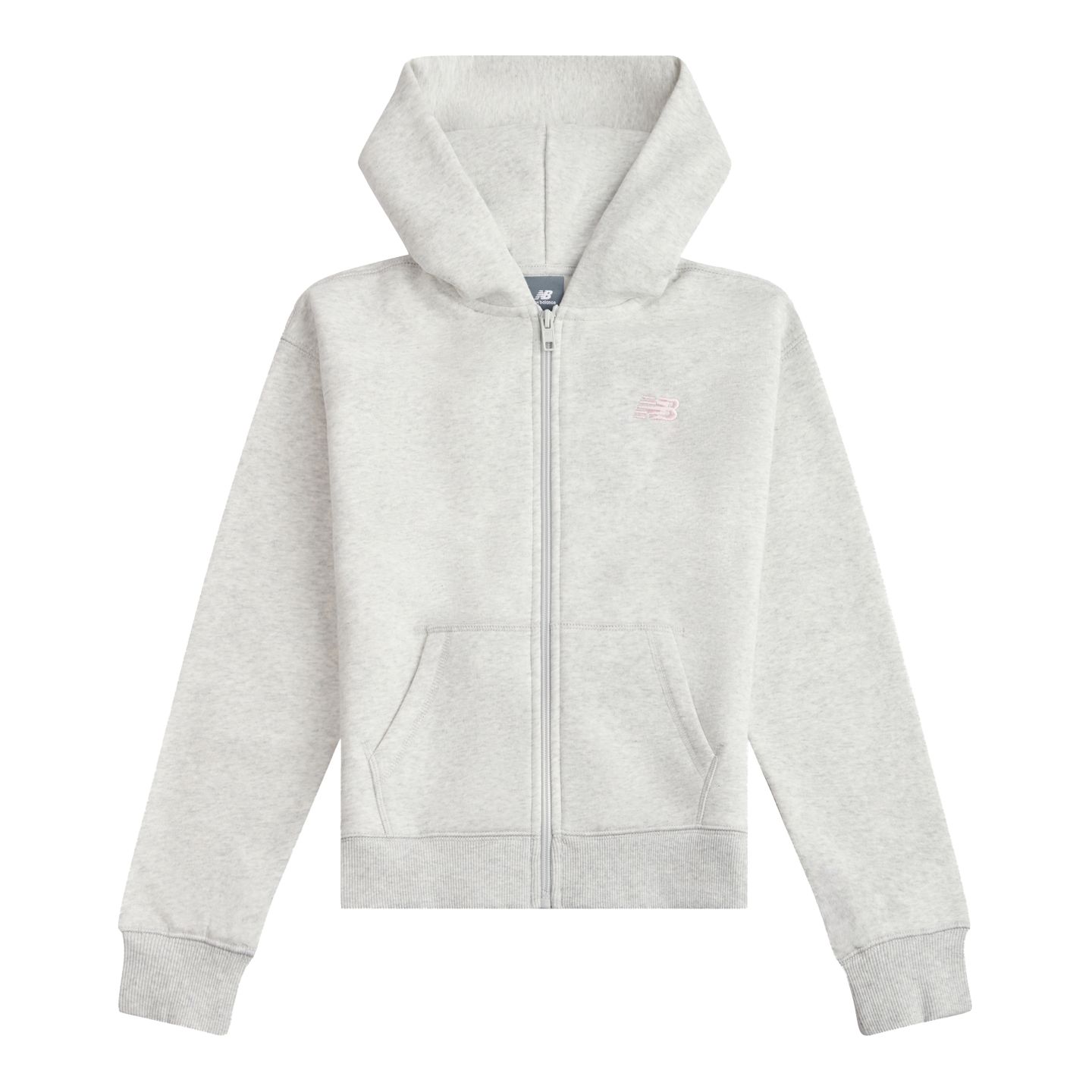 Детское худи New Balance BB Small Logo Full Zip, цвет: Пепельный меланжевый — фото 1