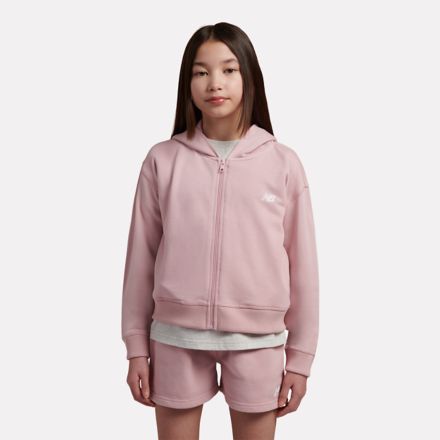 9060 Graphic Cropped Zip Hoodie, ROSA CALIZA, YT6263S8PHK