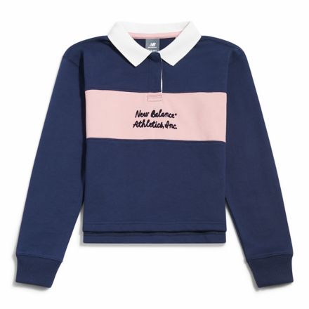 Contrast Panel Long Sleeve Rugby, NB NAVY, YT62Y30GNNY